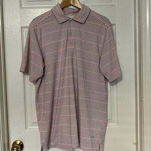 Callaway Pink and Black Striped Polo Shirt
